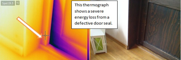 Infrared image of a door seal that needs to be replaced. 